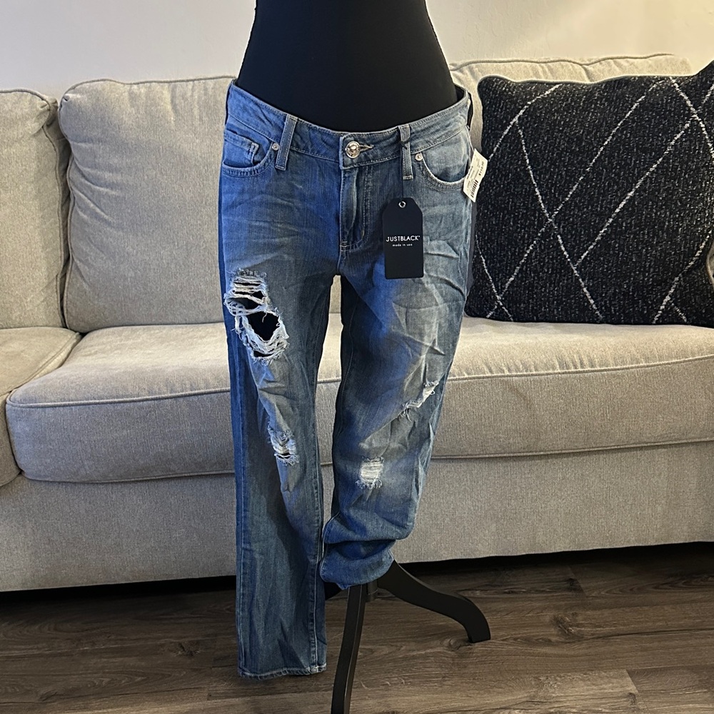 Just Black Relaxed Fit Distressed Denim Jeans